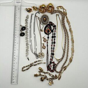 Vintage Signed Avon Jewelry Lot of 18 Necklaces Earrings Charm Bracelet Locket